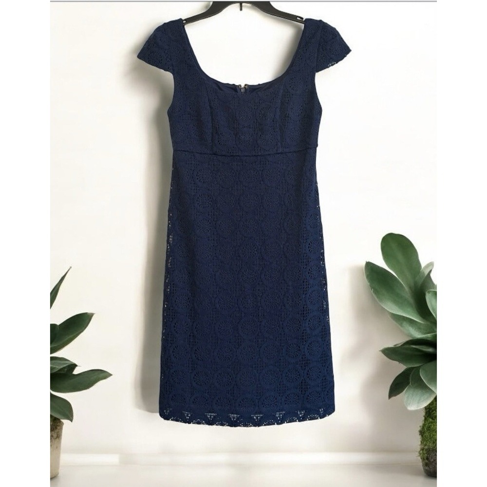New Lilly Pulitzer Laurent True Navy Zanzibar Lace A Line Shift Dress Size 0 NWT